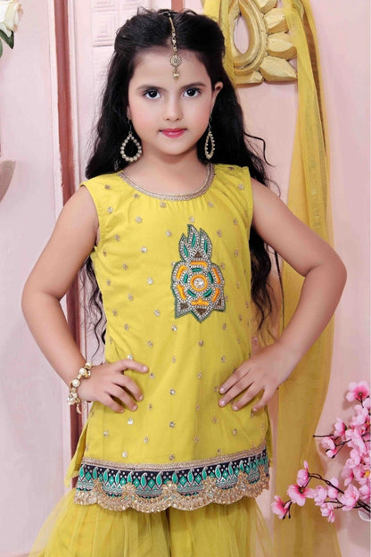 Yellow Colour Net Party Wear Sharara Suit GW1070016 B