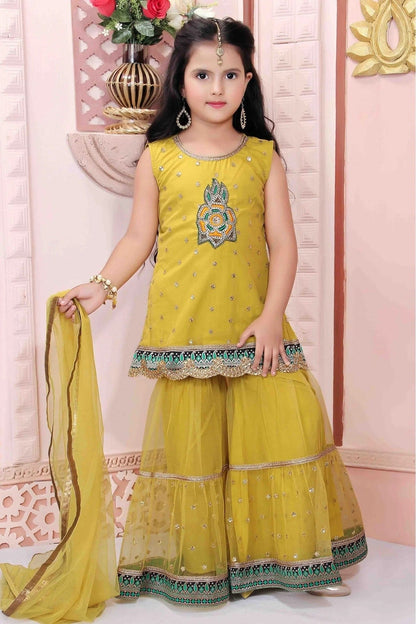 Yellow Colour Net Party Wear Sharara Suit GW1070016