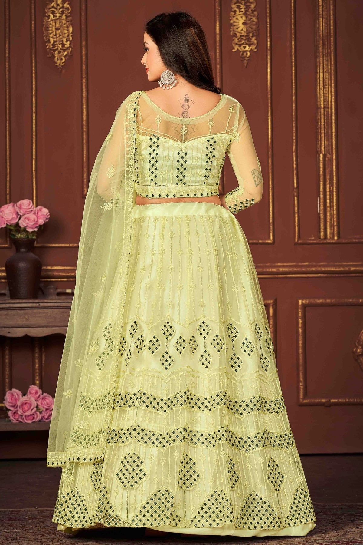 Yellow Colour Net Semi Stitched Lehenga Choli LC1170066 A