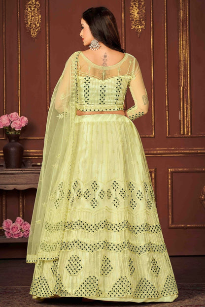 Yellow Colour Net Semi Stitched Lehenga Choli LC1170066 A