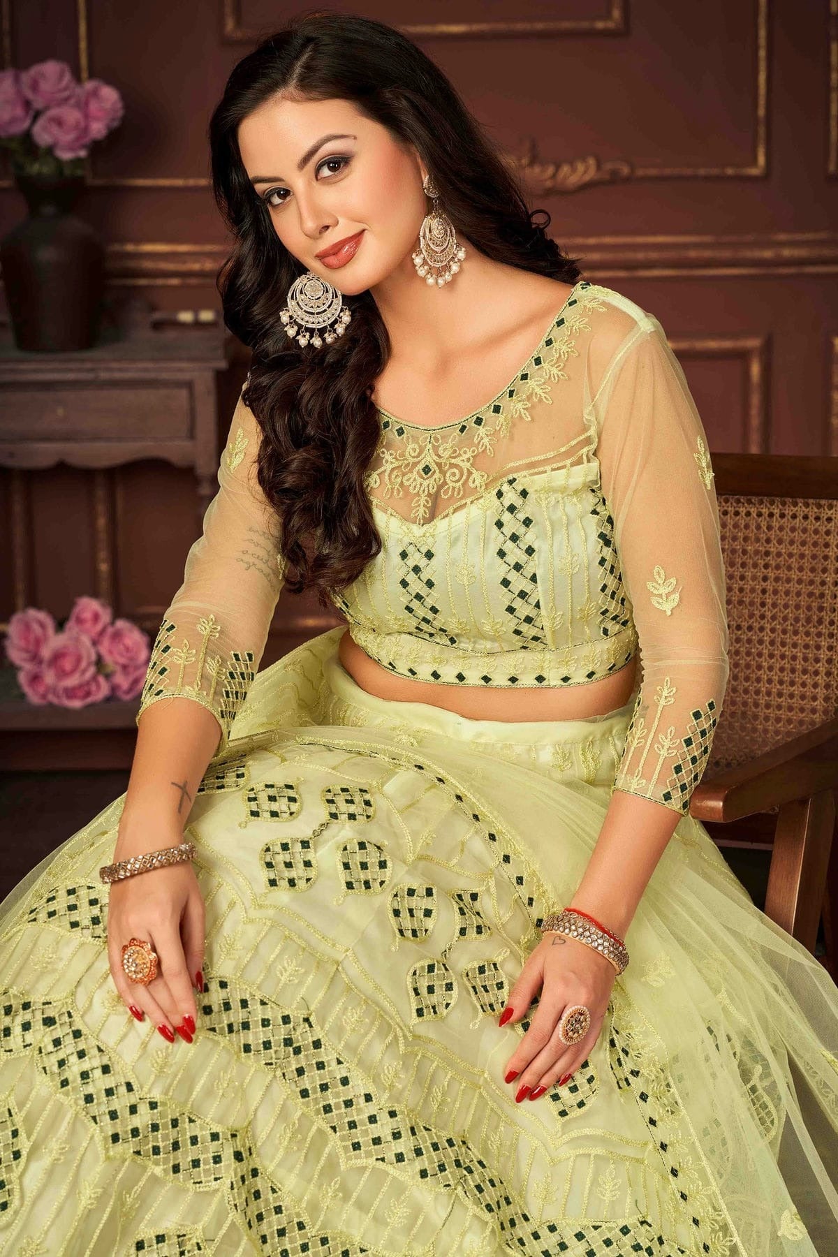 Yellow Colour Net Semi Stitched Lehenga Choli LC1170066 B