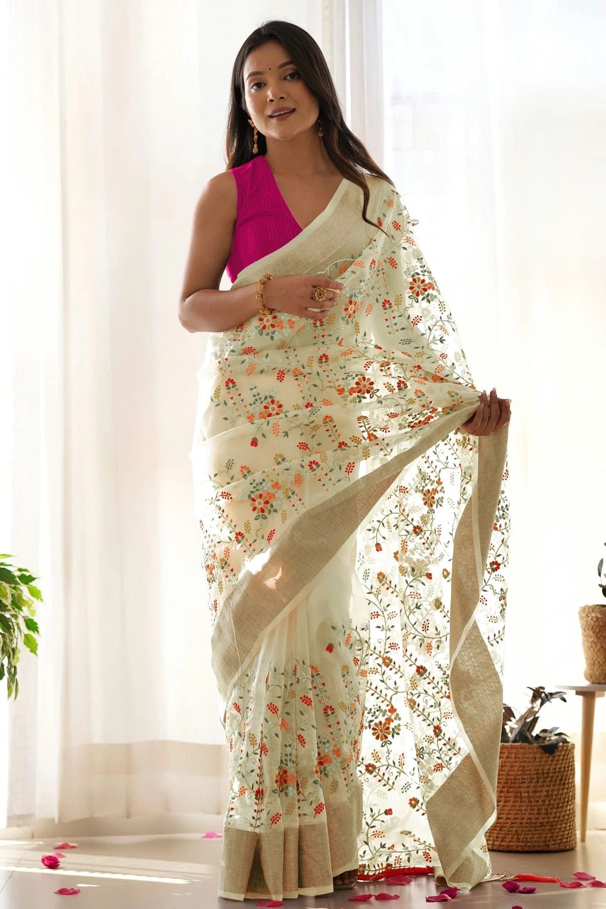 Yellow Colour Organza Designer Saree SD1111861