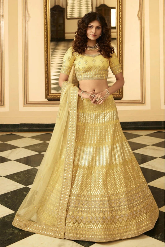 Yellow Colour Organza Embroidery Lehenga Choli LC1080314
