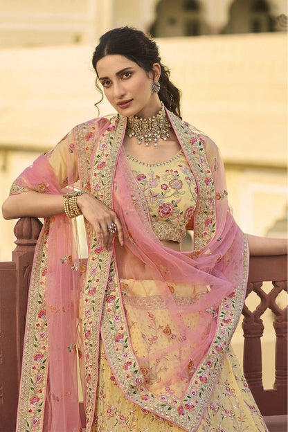Yellow Colour Organza Embroidery Lehenga Choli LC1080317 B
