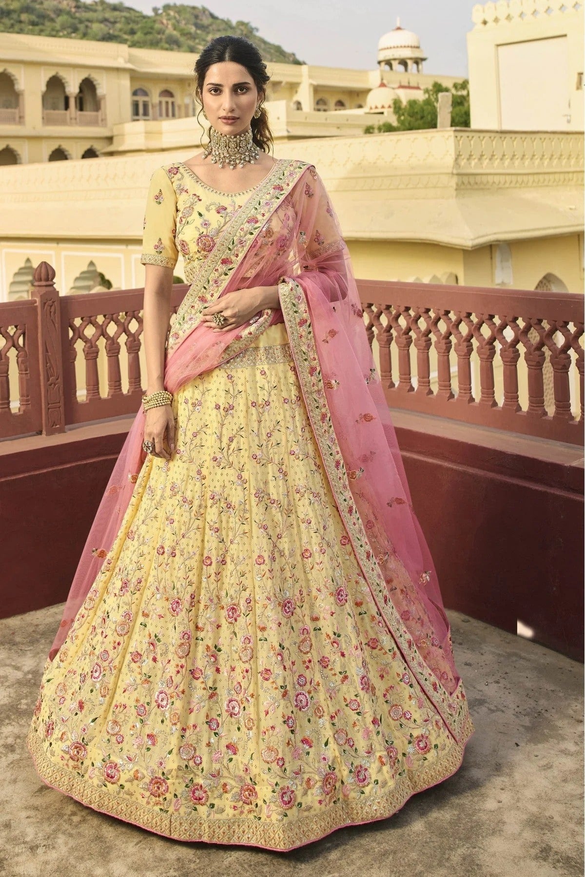 Yellow Colour Organza Embroidery Lehenga Choli LC1080317