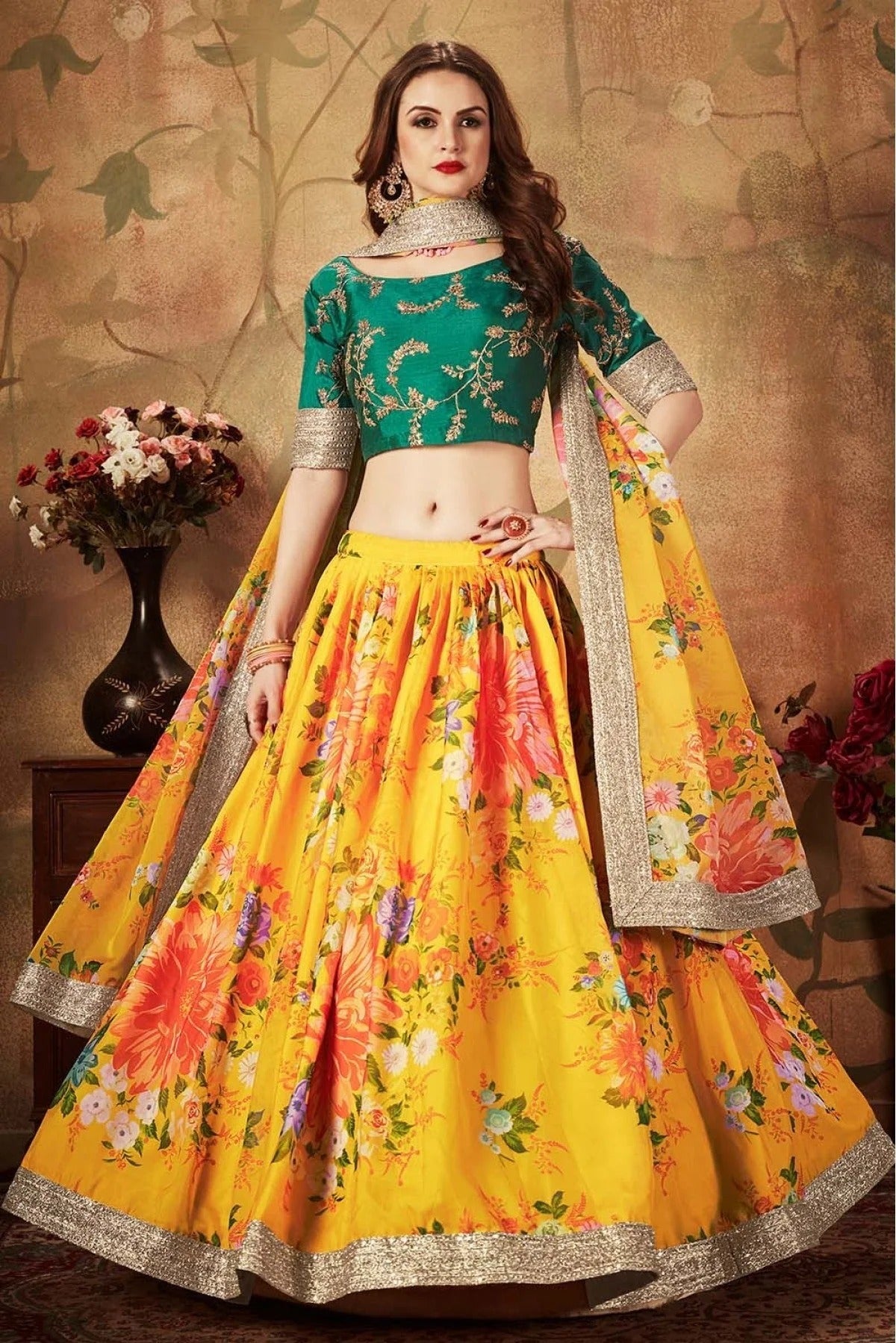 Yellow Colour Organza Lehenga Choli LC1010078 B