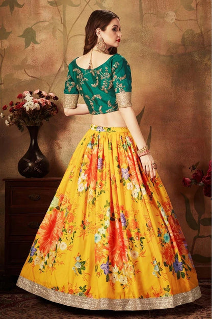 Yellow Colour Organza Lehenga Choli LC1010078 C