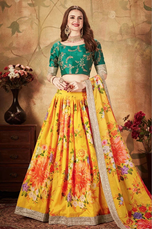 Yellow Colour Organza Lehenga Choli LC1010078