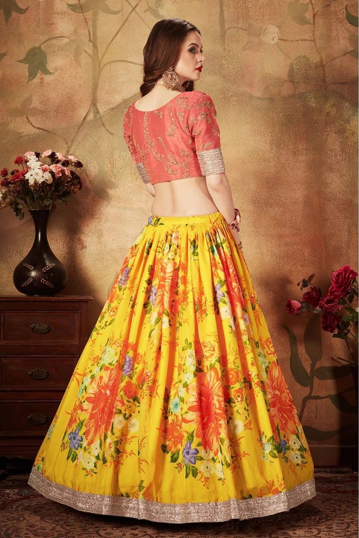 Yellow Colour Organza Lehenga Choli LC1010079 C