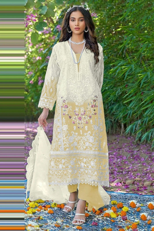 Yellow Colour Organza Pakistani Suit SM1140041