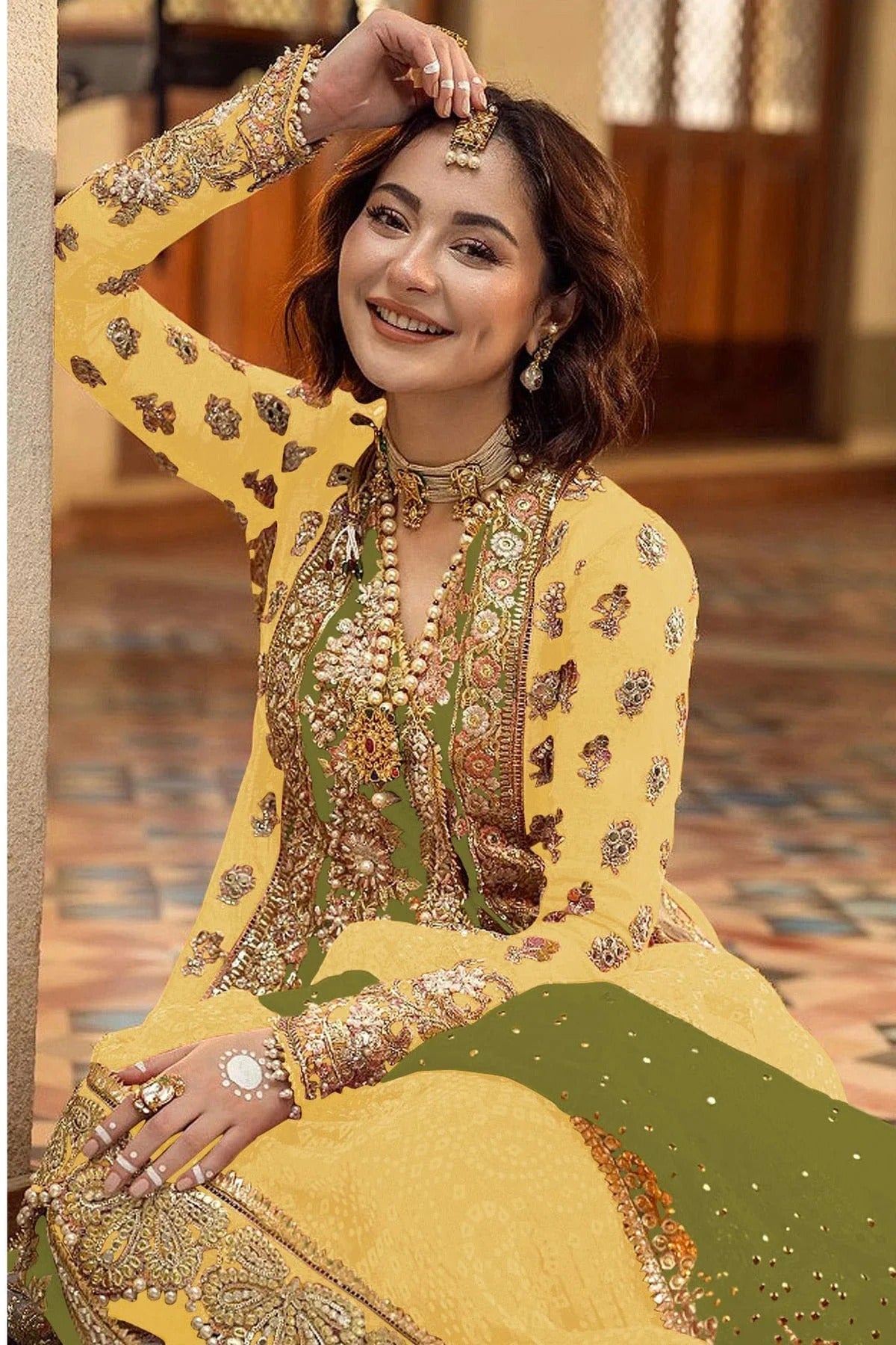 Yellow Colour Organza Pakistani Suit SM1140092 A