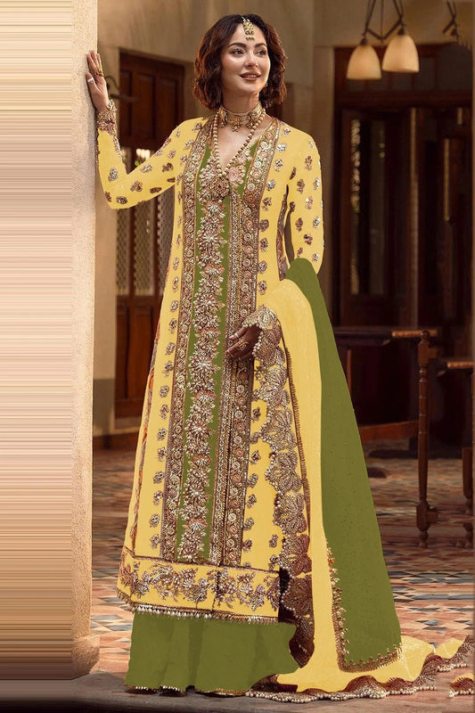 Yellow Colour Organza Pakistani Suit SM1140092