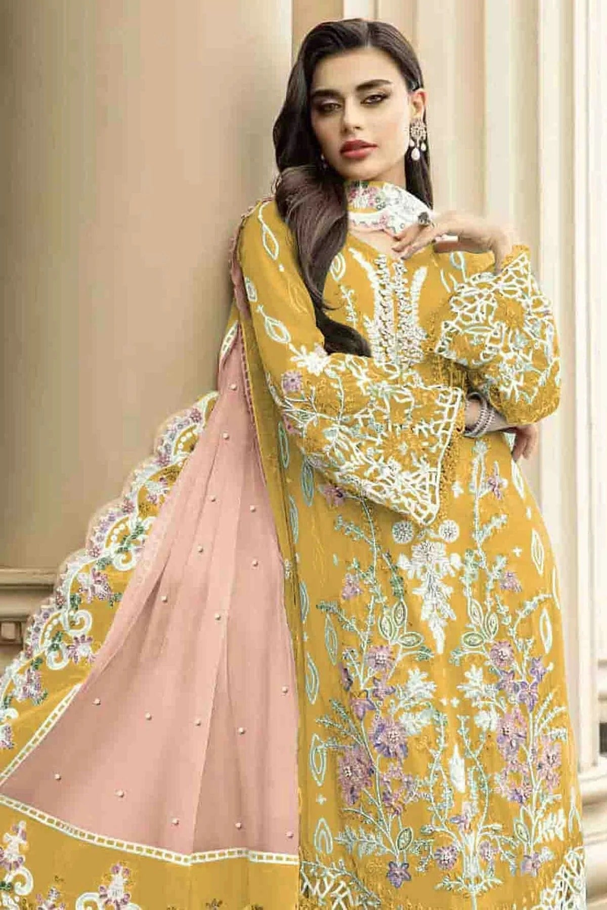 Yellow Colour Organza Pakistani Suit SM1140822 A