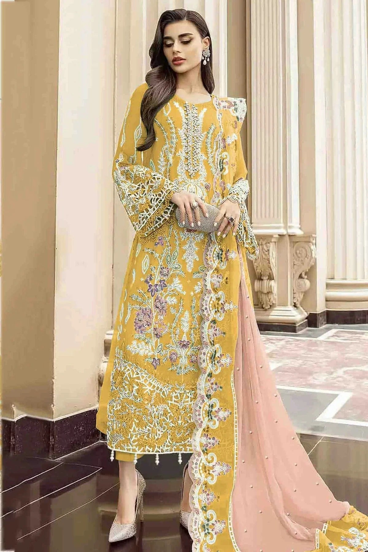 Yellow Colour Organza Pakistani Suit SM1140822