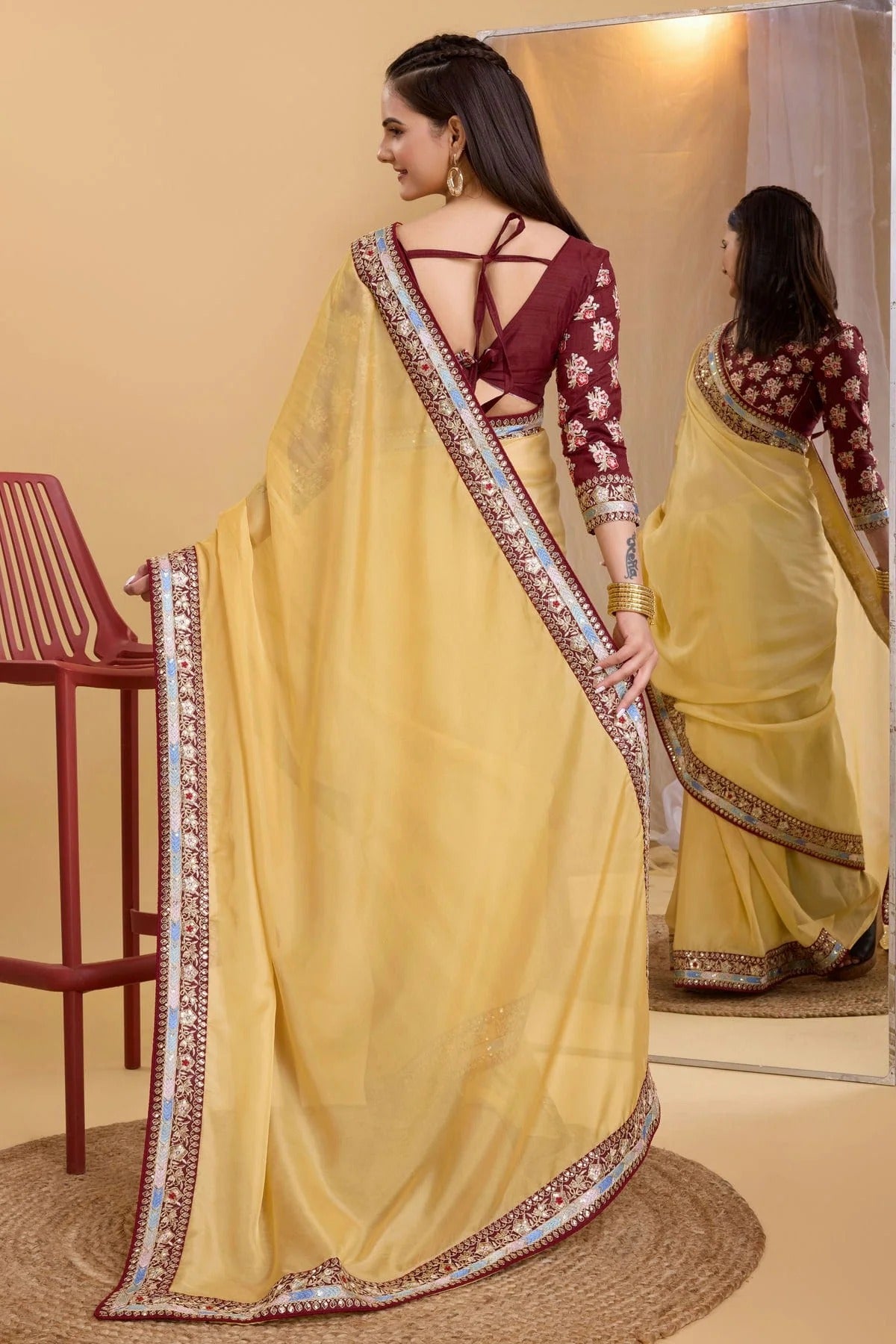 Yellow Colour Organza Saree SD1110235 A