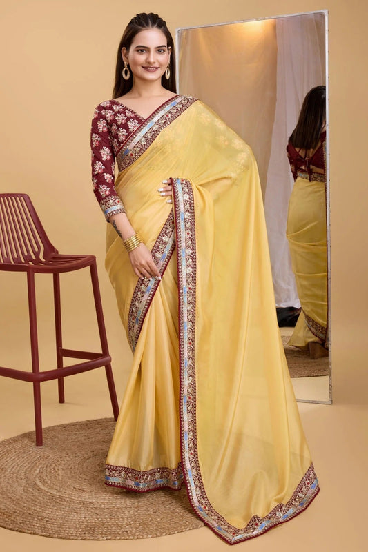 Yellow Colour Organza Saree SD1110235