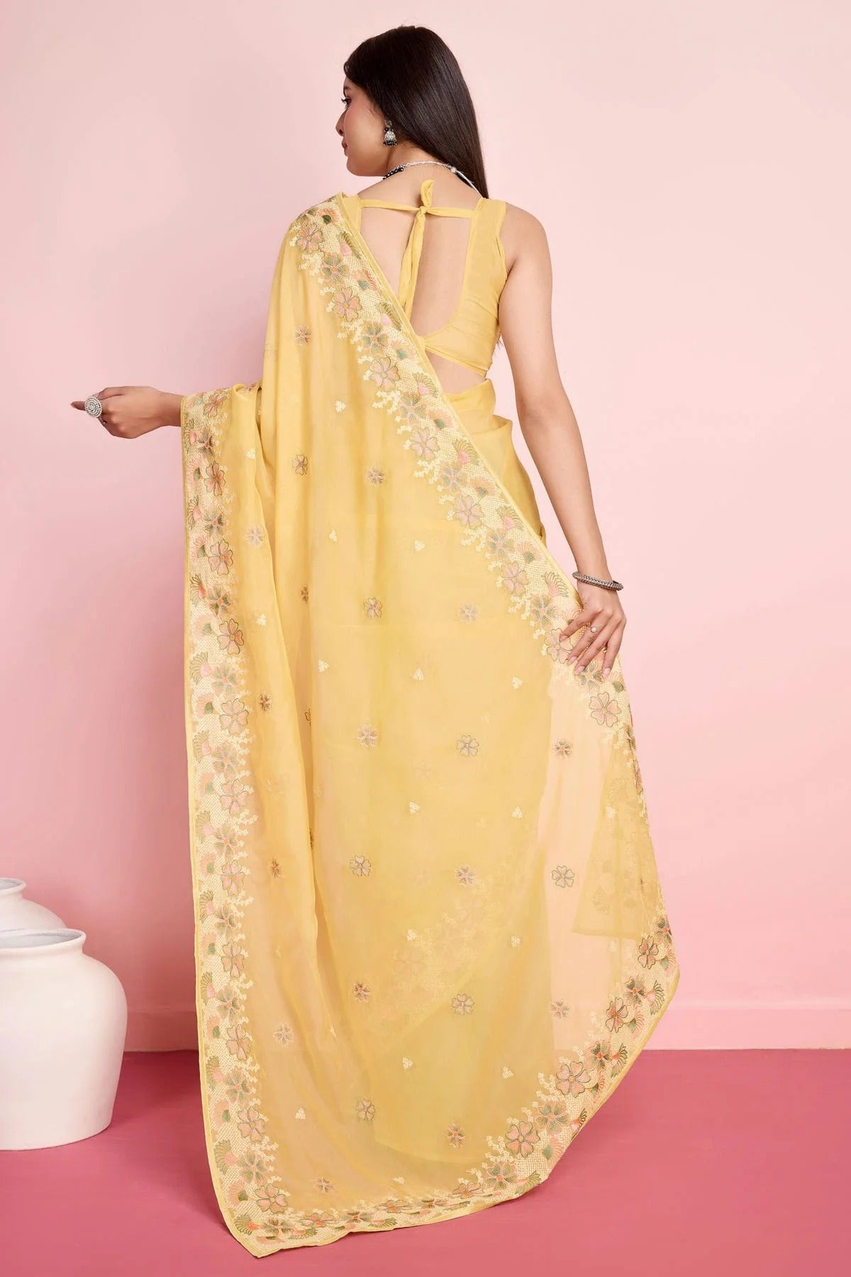 Yellow Colour Organza Saree SD1110463 A
