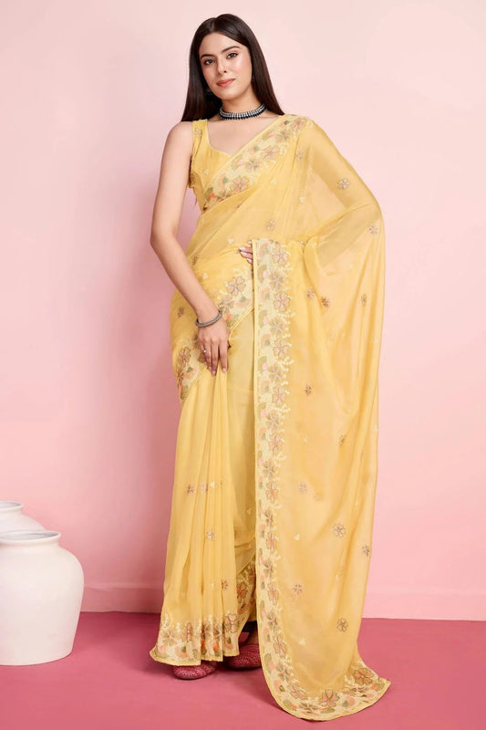 Yellow Colour Organza Saree SD1110463