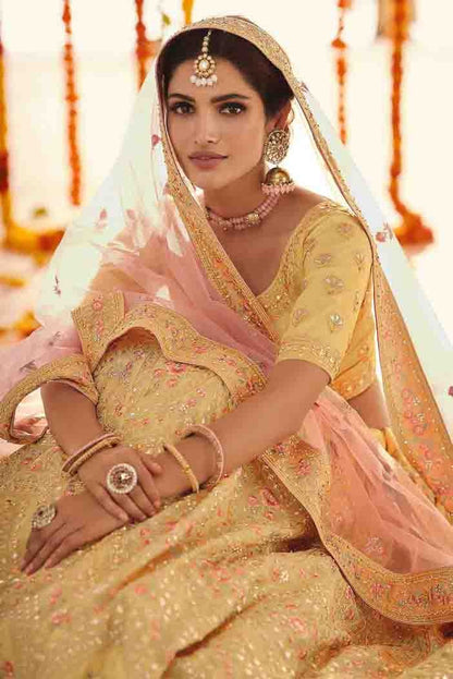 Yellow Colour Organza Thread Work Lehenga Choli LC1080334 A