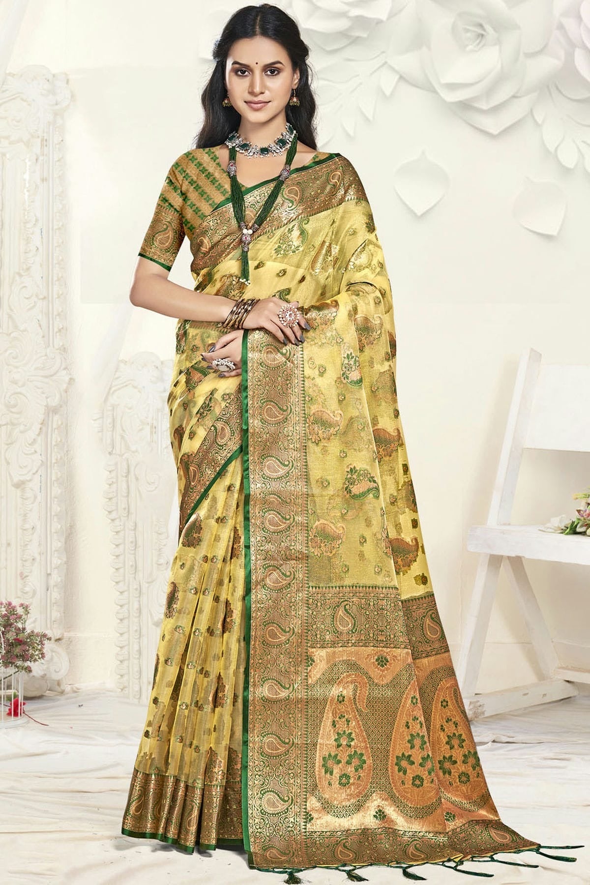 Yellow Colour Organza Traditional Saree SD1102602
