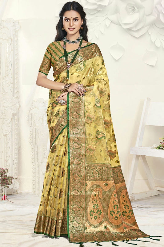 Yellow Colour Organza Traditional Saree SD1102602