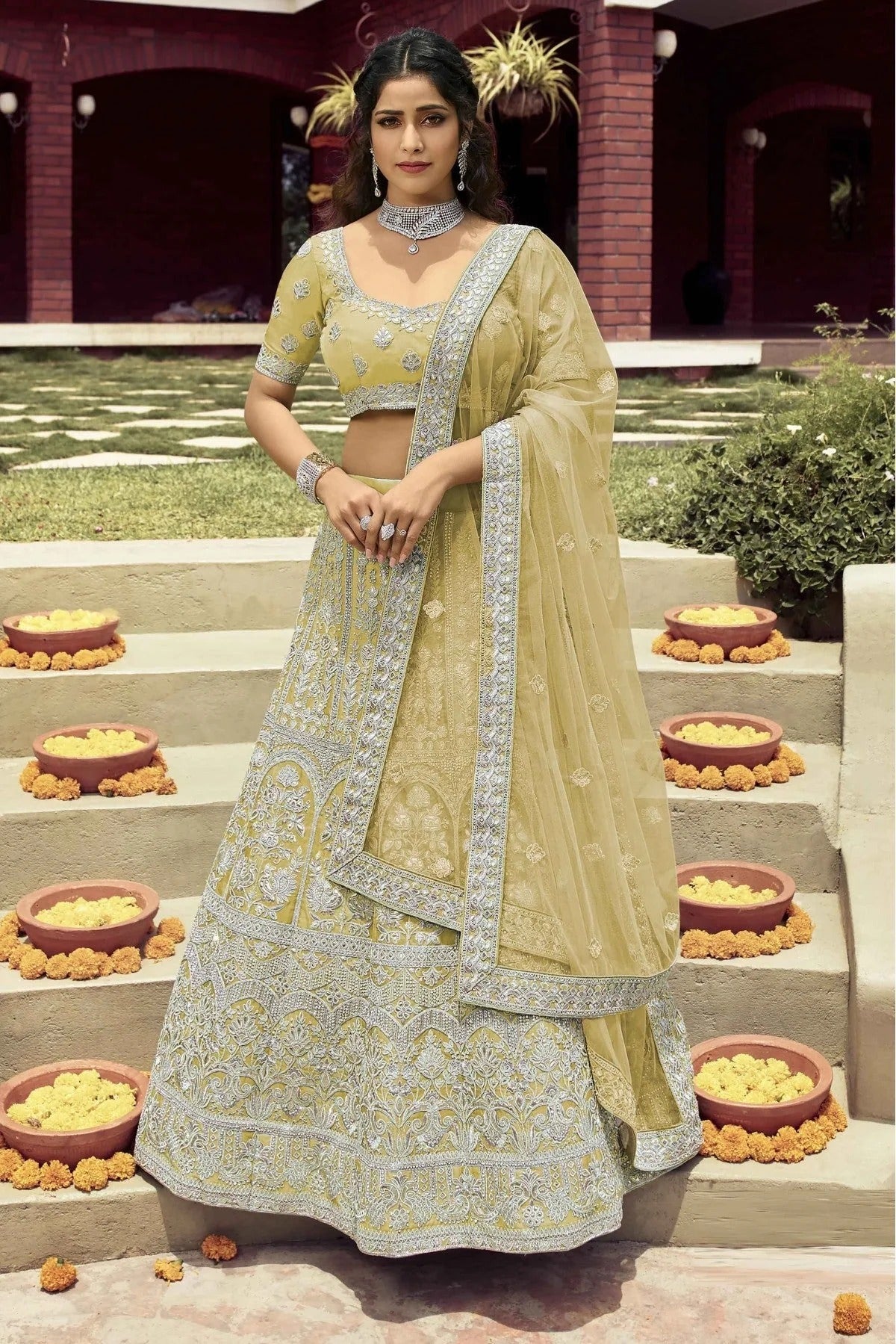 Yellow Colour Organza Zari Work Lehenga Choli LC1080135
