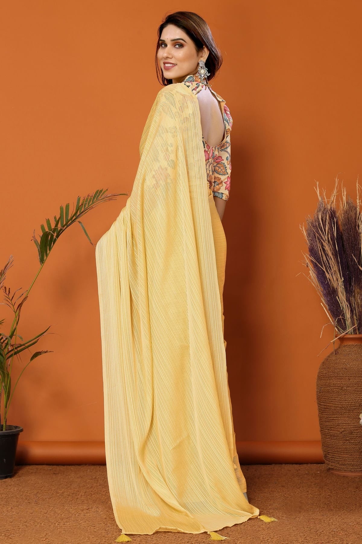 Yellow Colour Polyester Printed Saree SD1180110 A