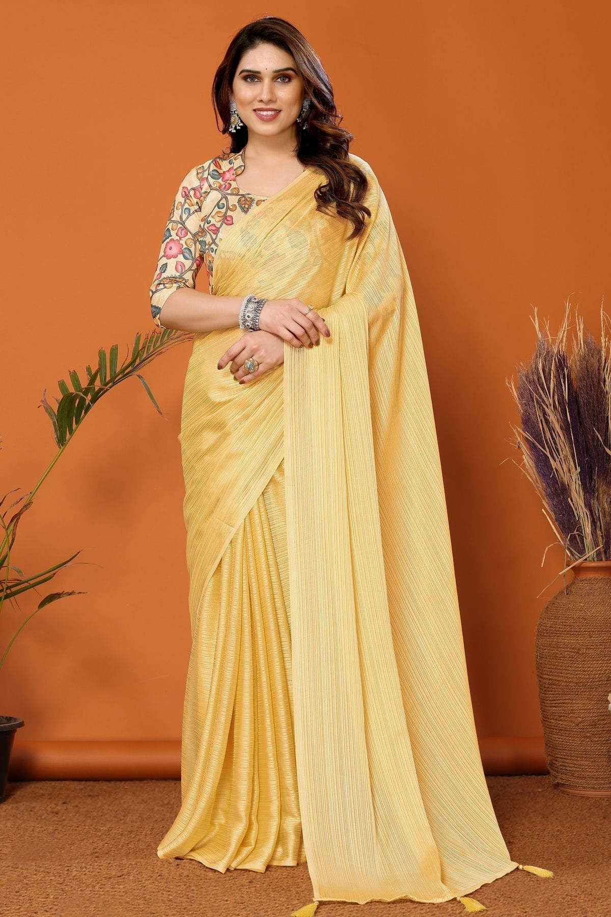 Yellow Colour Polyester Printed Saree SD1180110