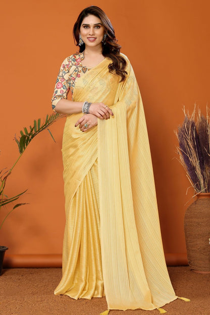 Yellow Colour Polyester Printed Saree SD1180110