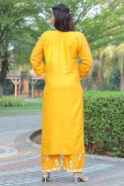 Yellow Colour Rayon Kurta And Pant Set KR1111302 A