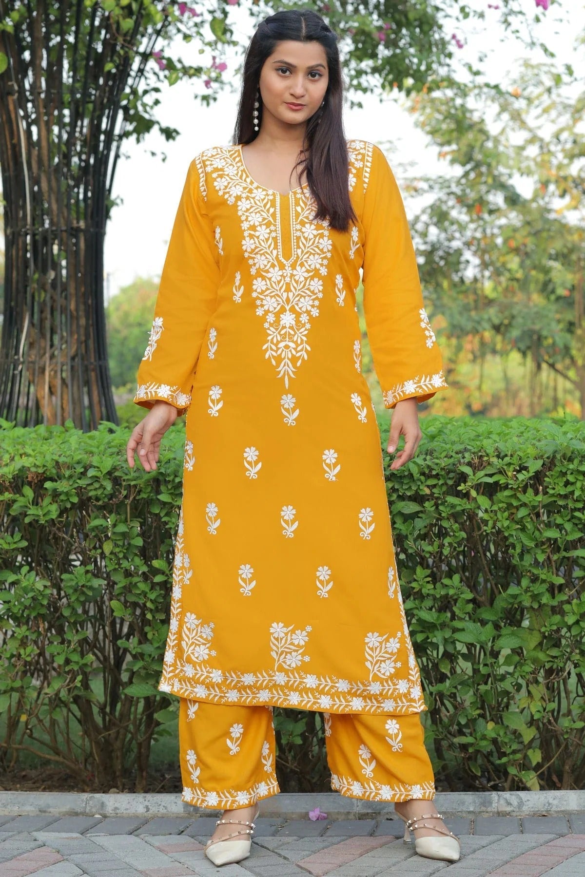 Yellow Colour Rayon Kurta And Pant Set KR1111302