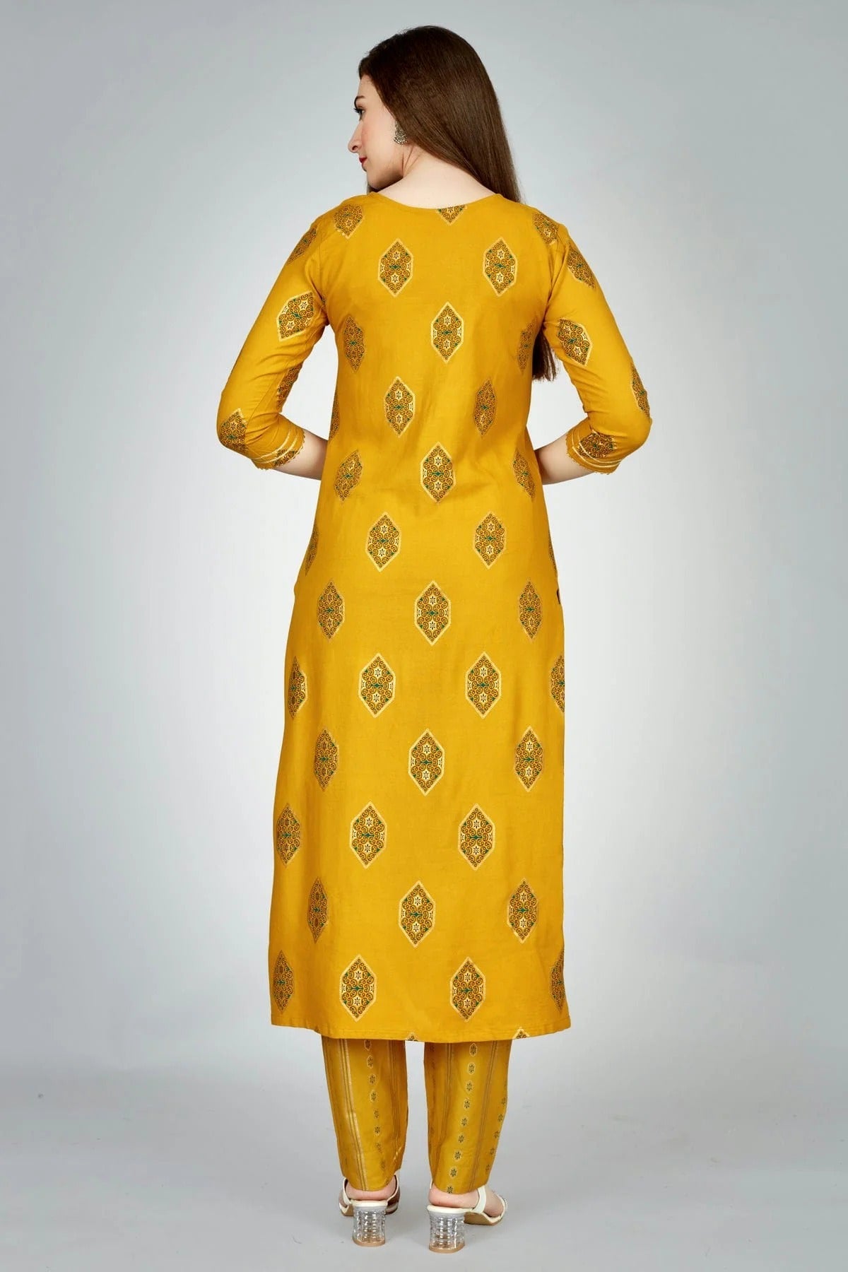Yellow Colour Rayon Kurta And Pant Set KR1111309 A