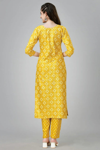 Yellow Colour Rayon Kurta And Pant Set KR1111318 A