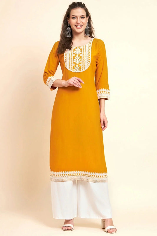 Yellow Colour Rayon Kurti KR1111071