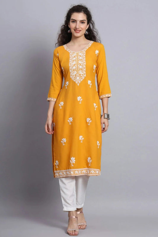 Yellow Colour Rayon Kurti KR1111073