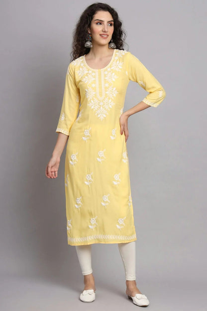 Yellow Colour Rayon Kurti KR1111089