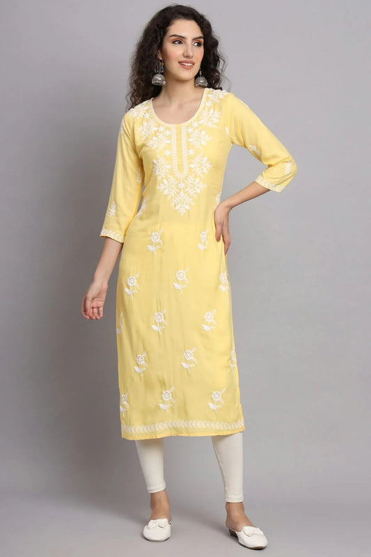Yellow Colour Rayon Kurti KR1111089