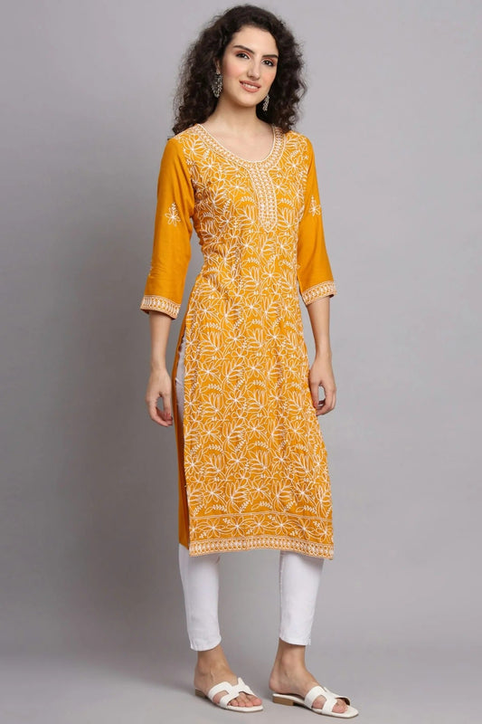 Yellow Colour Rayon Kurti KR1111098