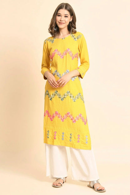 Yellow Colour Rayon Kurti KR1111109