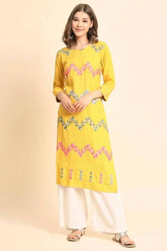 Yellow Colour Rayon Kurti KR1111109