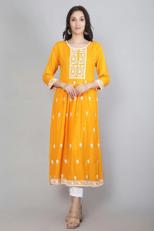 Yellow Colour Rayon Kurti KR1111133