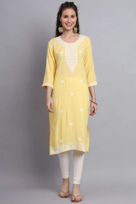 Yellow Colour Rayon Kurti KR1111152