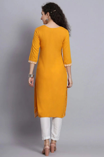 Yellow Colour Rayon Kurti KR1111215 A