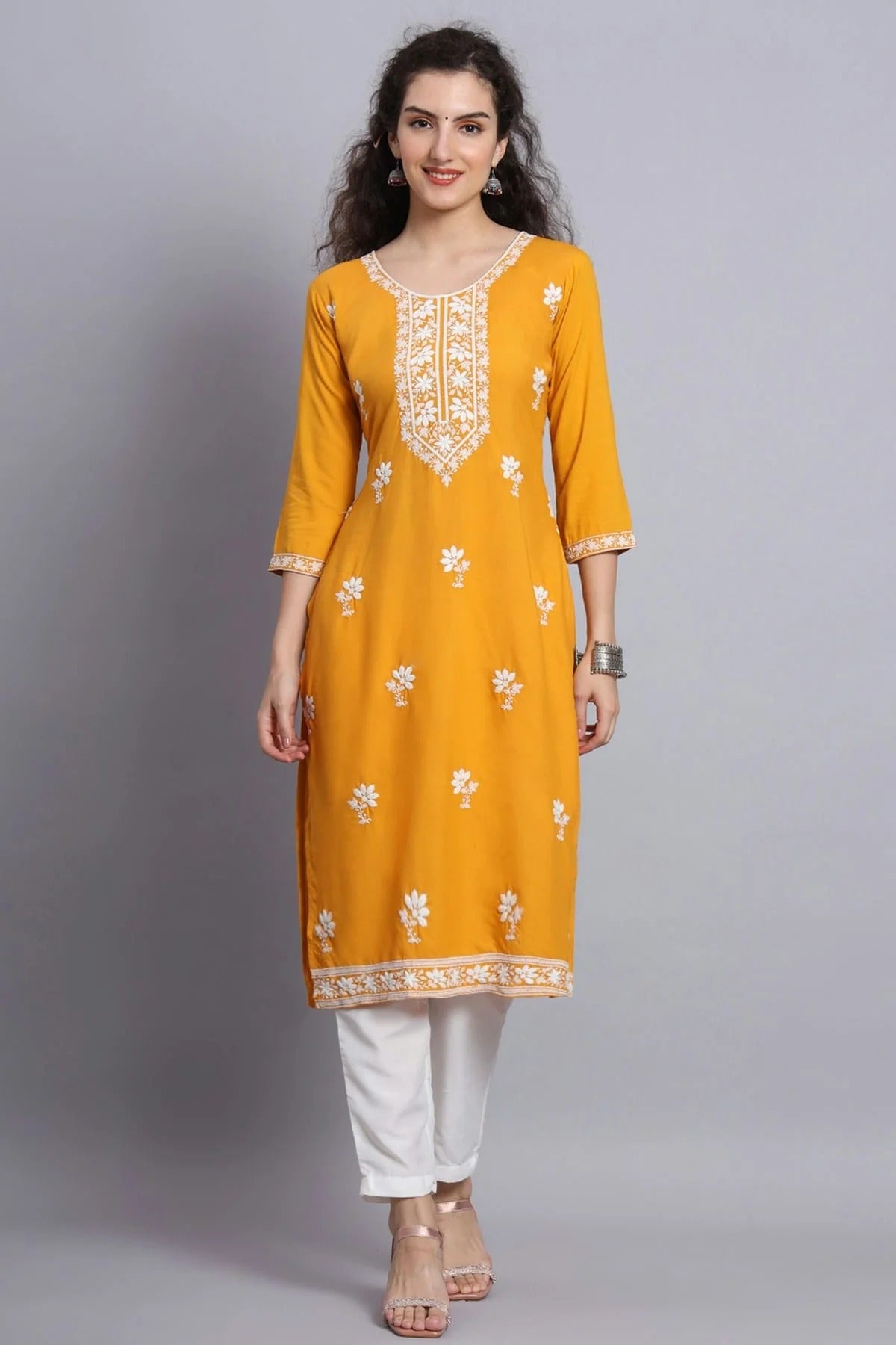 Yellow Colour Rayon Kurti KR1111215