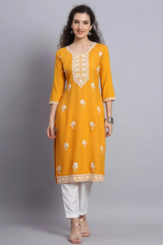 Yellow Colour Rayon Kurti KR1111215