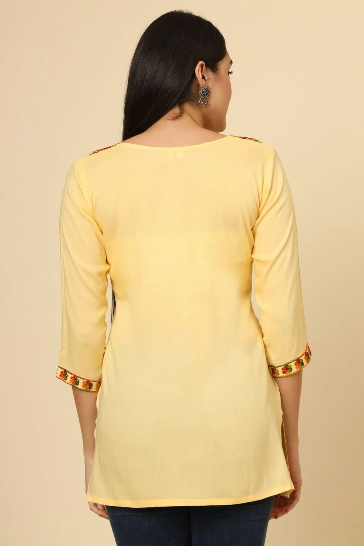 Yellow Colour Rayon Readymade Top TP1110851 A