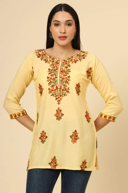 Yellow Colour Rayon Readymade Top TP1110851