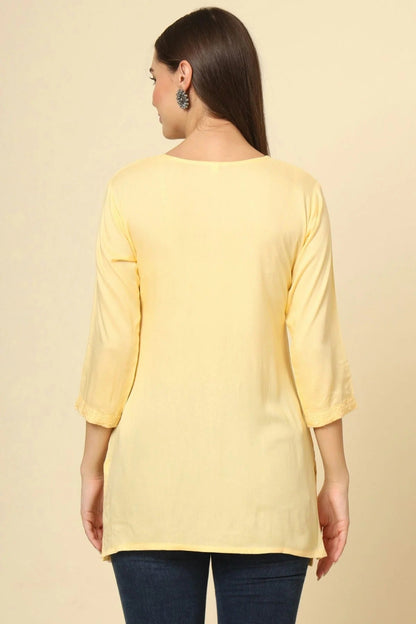 Yellow Colour Rayon Readymade Top TP1110874 A