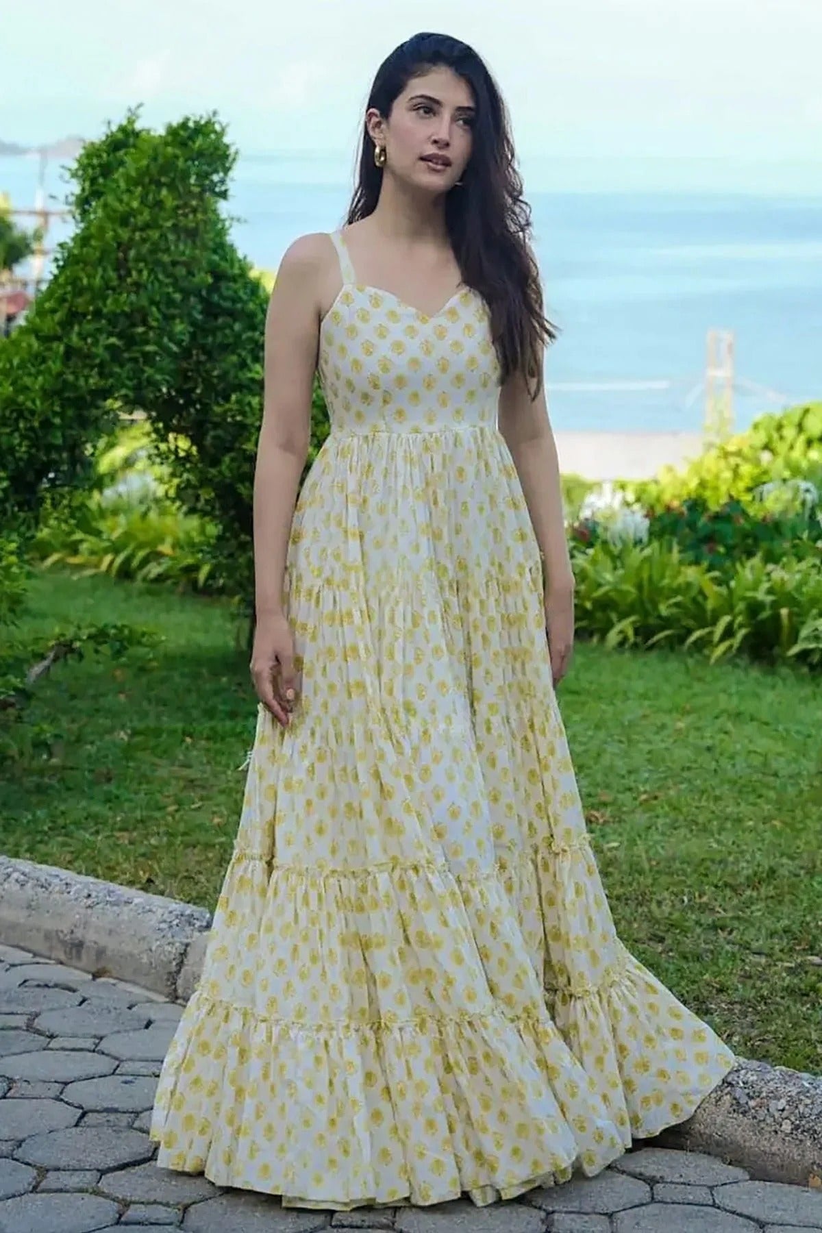 Yellow Colour Rayon Stitched Gown GW1112309 A