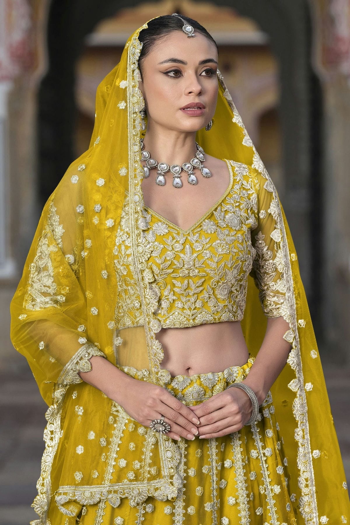 Yellow Colour Semi Stitched Butterfly Net Lehenga Choli LC1112512 A
